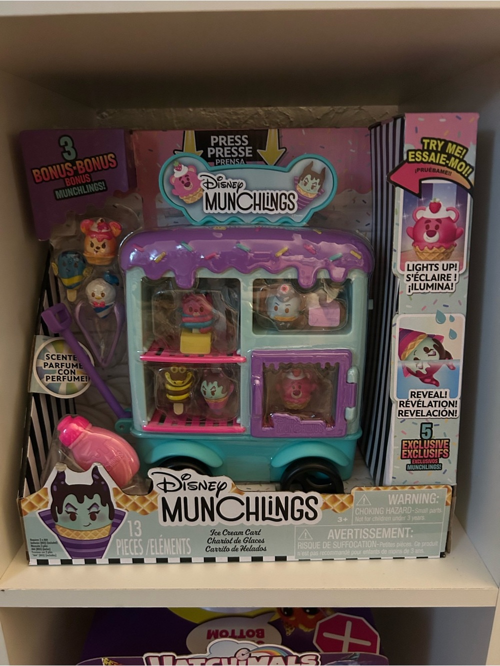 Disney Munchlings Ice Cream Cart Playset - Pink & Teal & Purple includes both